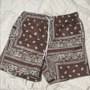 Brown Paisley Men's Swim Shorts
